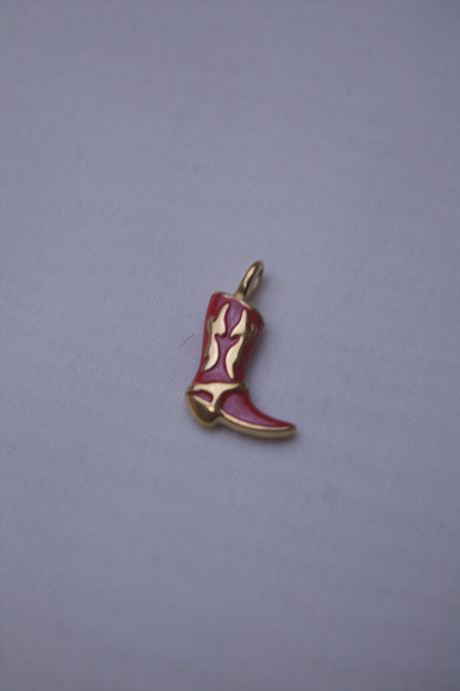 Pink Enamel Cowboy Boot Charm