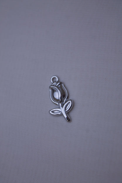 Classic Silver Rose Bud Charm