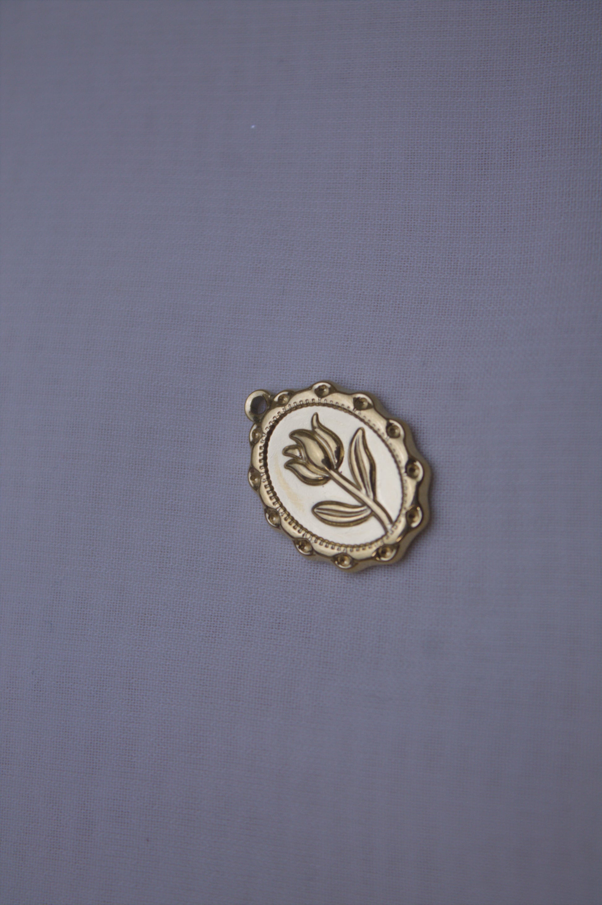 Enamel Gold Tulip Cameo Charm