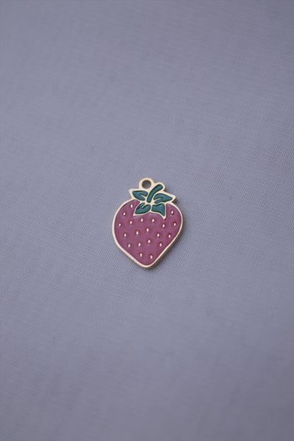 Enamel Pink Strawberry Charm