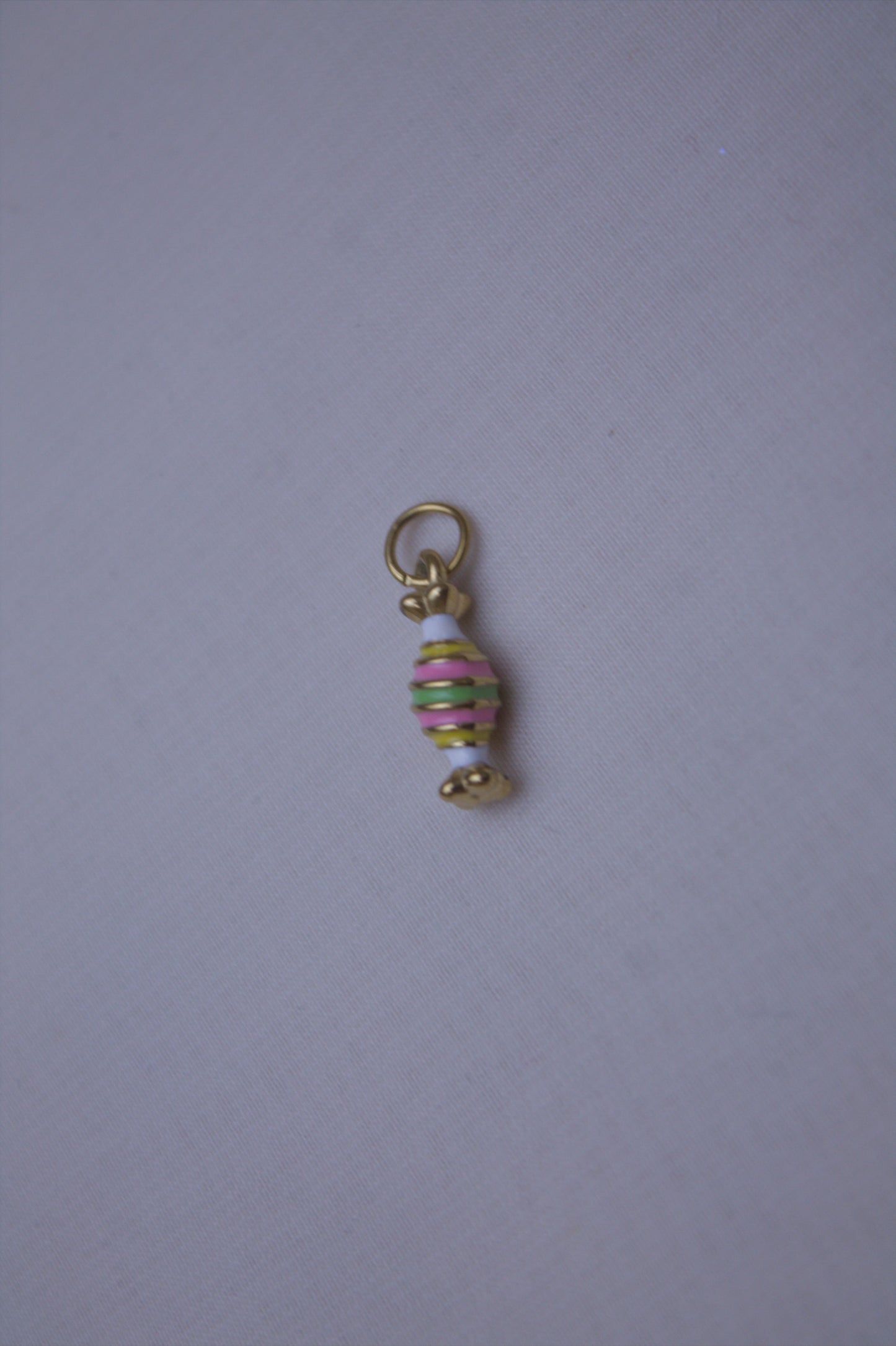 Gold Enamel Striped Candy Charm