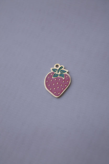 Enamel Pink Strawberry Charm