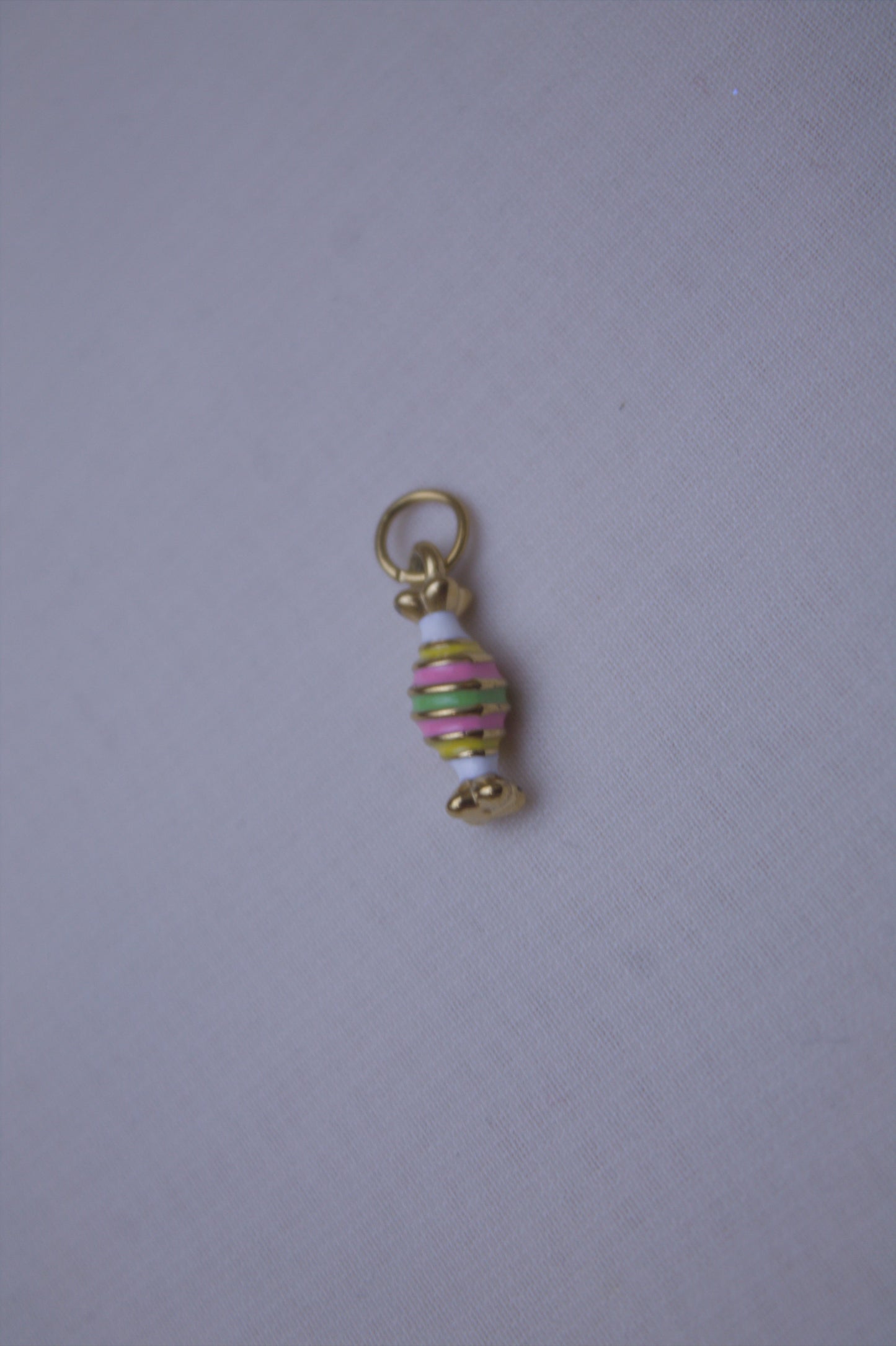 Gold Enamel Striped Candy Charm