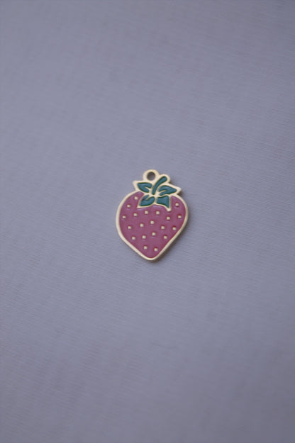 Enamel Pink Strawberry Charm