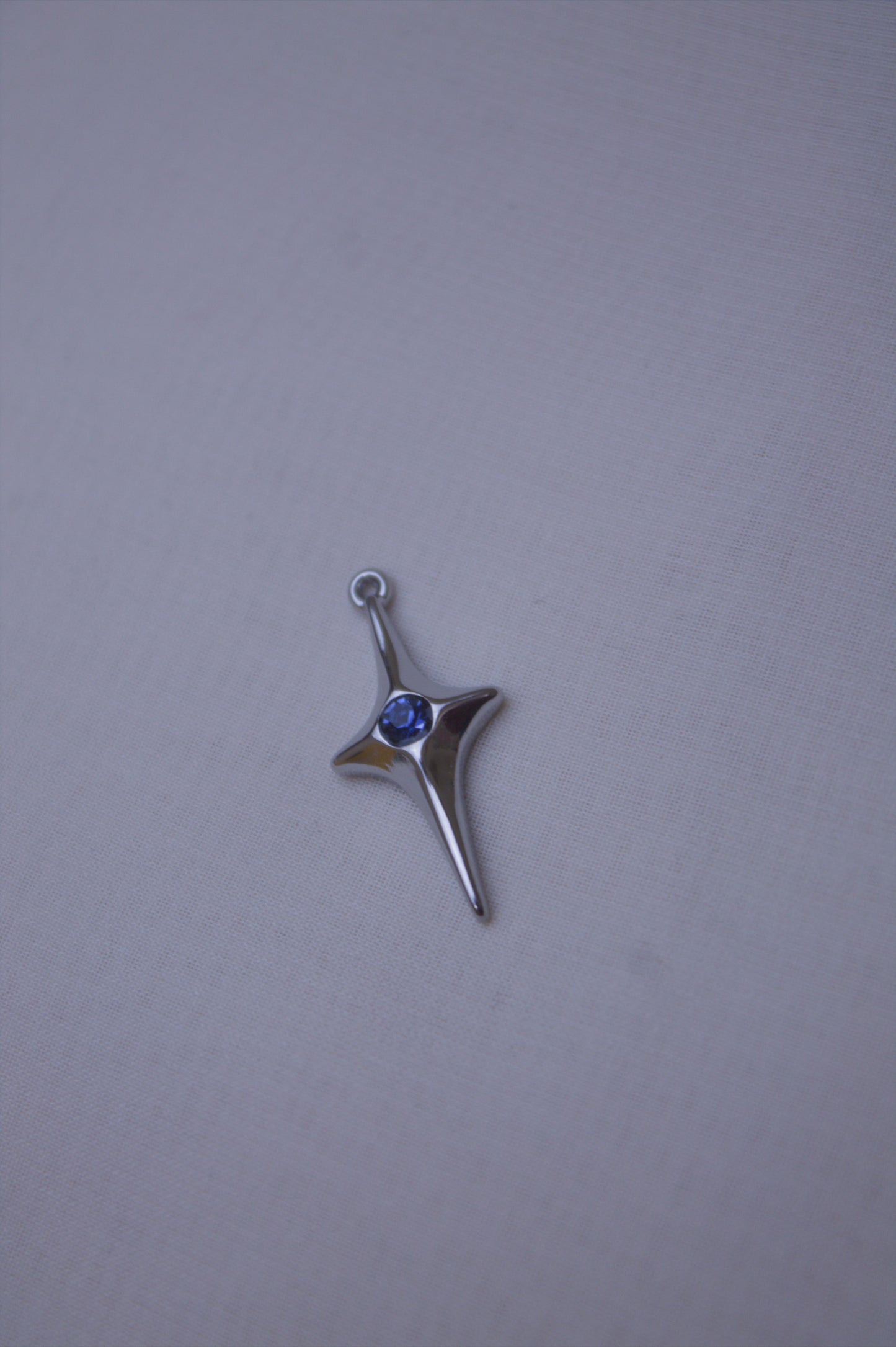 Silver Blue Crystal Star Charm