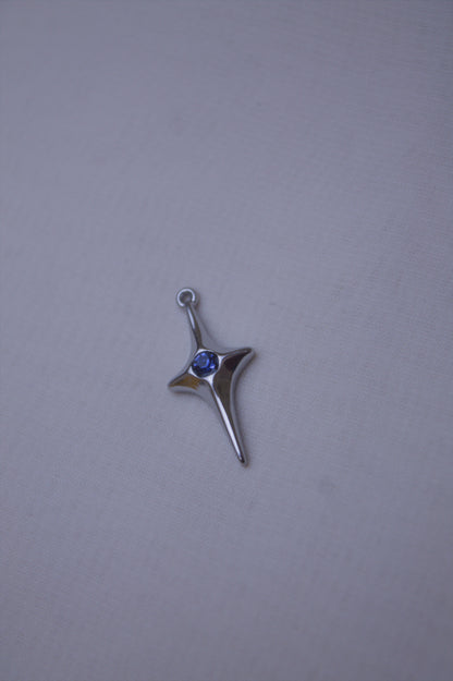Silver Blue Crystal Star Charm