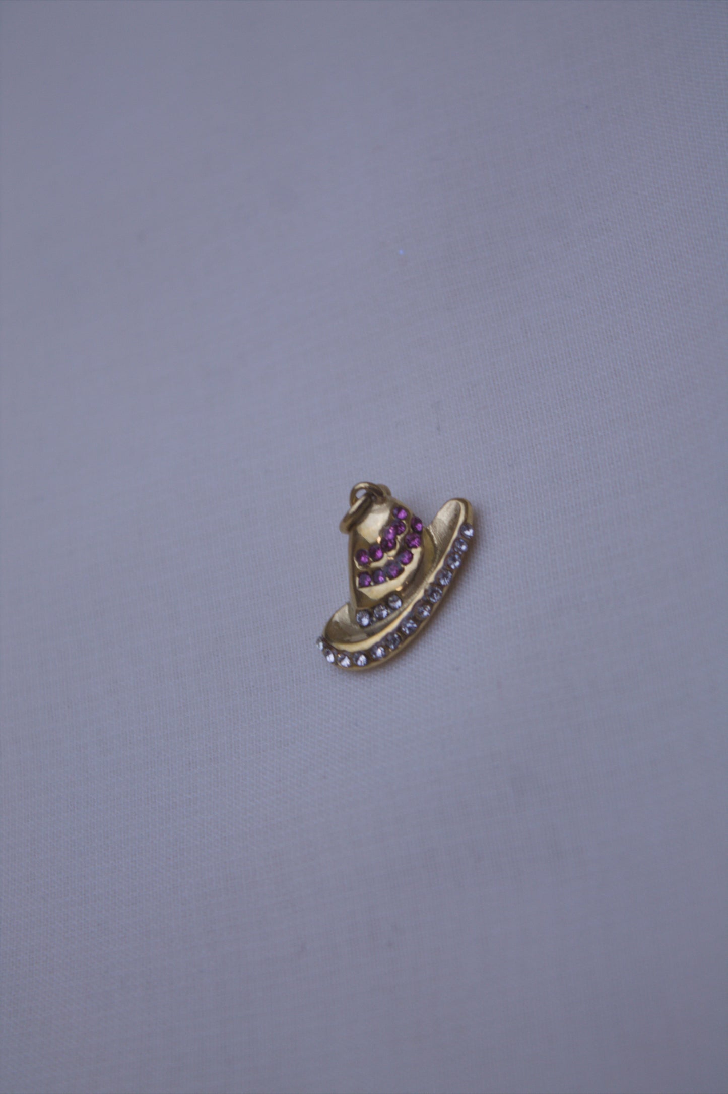 Gold Pink Crystal Cowboy Hat Charm