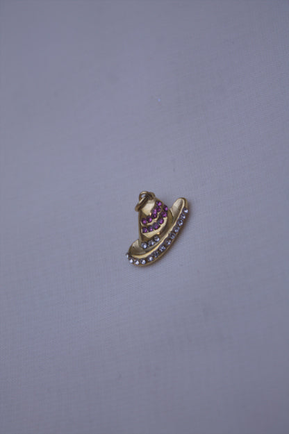Gold Pink Crystal Cowboy Hat Charm
