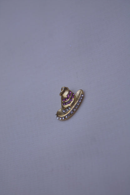 Gold Pink Crystal Cowboy Hat Charm