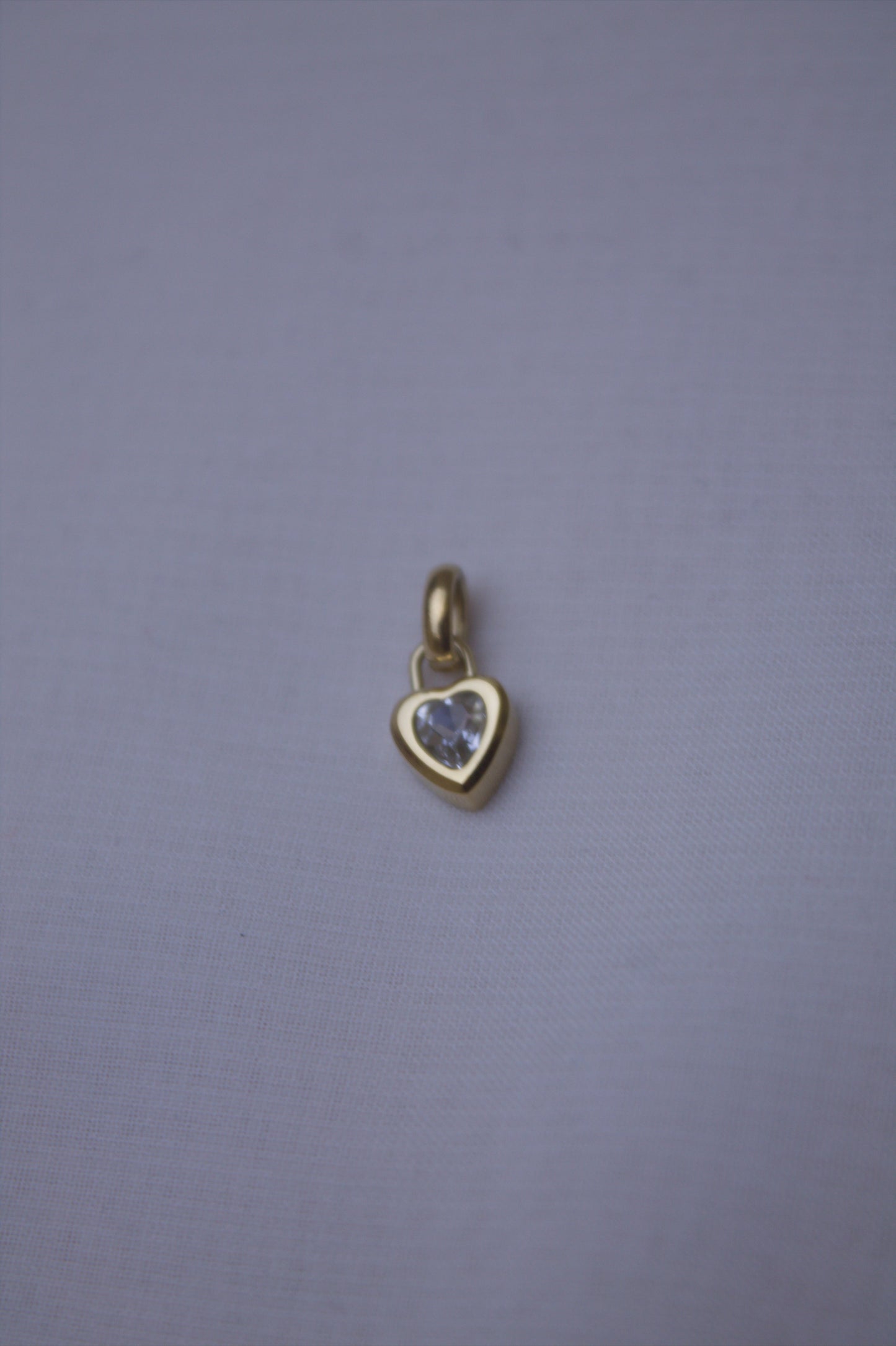 Gold Clear Crystal Heart Charm