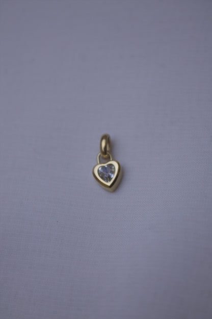 Gold Clear Crystal Heart Charm