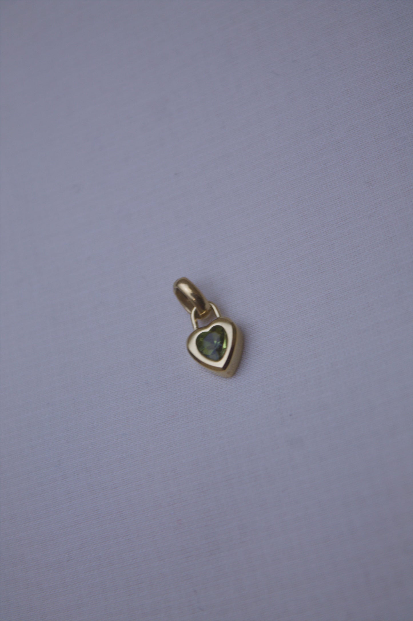 Gold Green Crystal Heart Charm