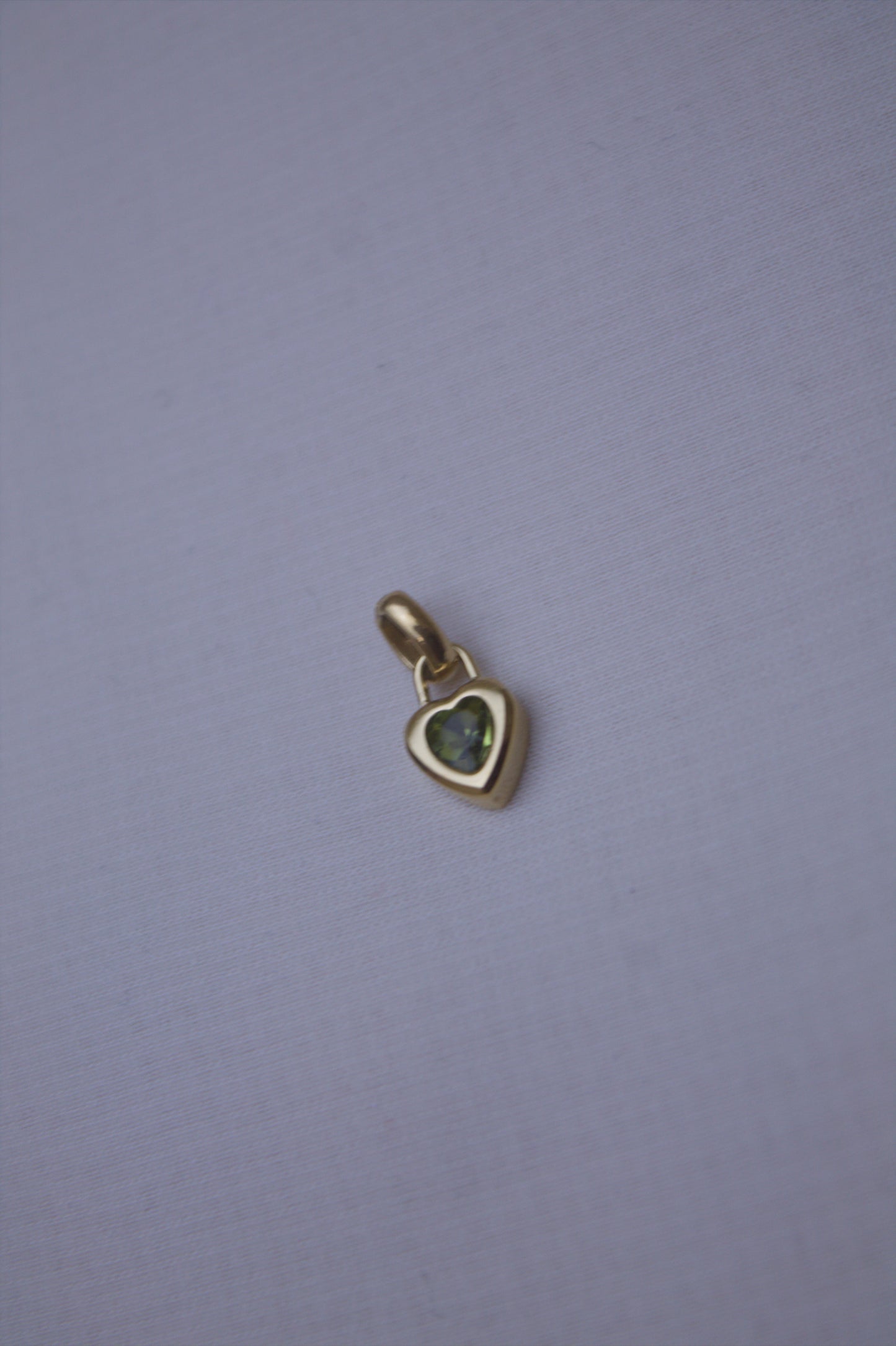 Gold Green Crystal Heart Charm