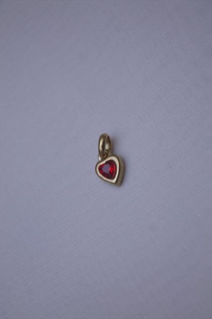 Gold Green Crystal Heart Charm
