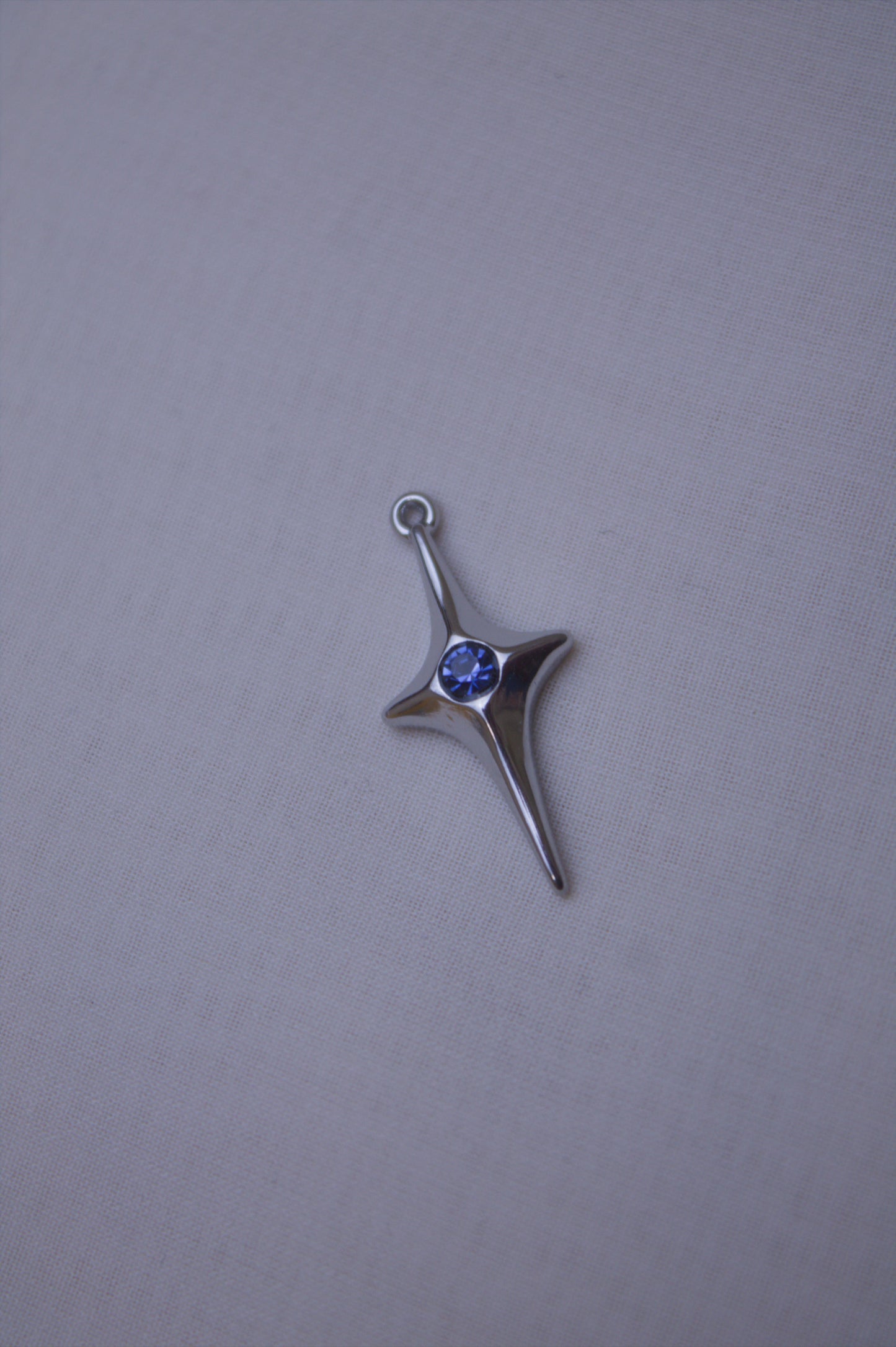 Silver Blue Crystal Star Charm