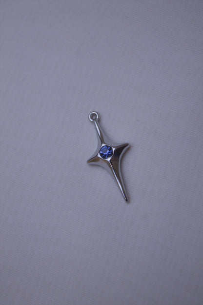 Silver Blue Crystal Star Charm
