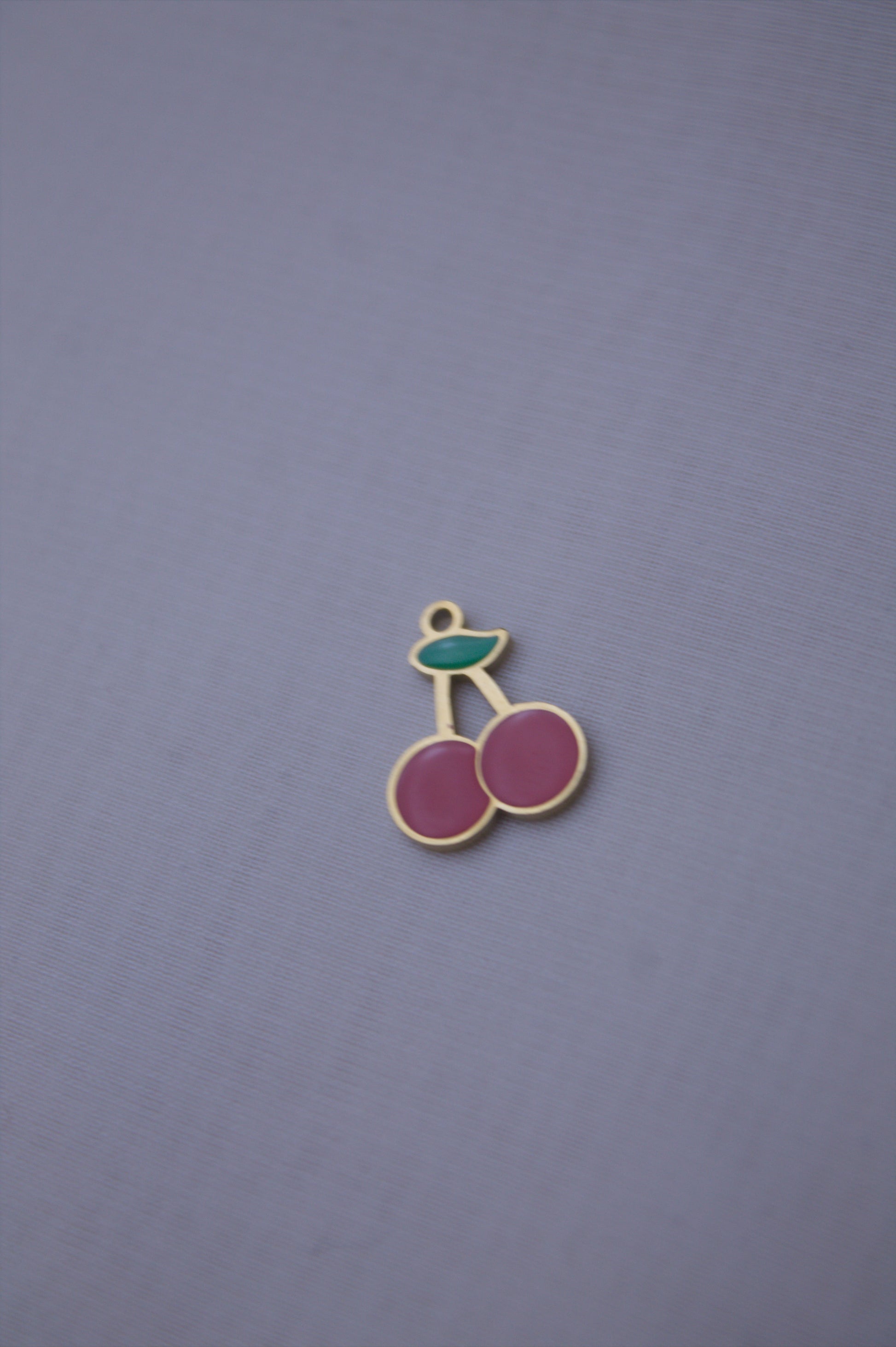 Enamel Pink Cherry Charm