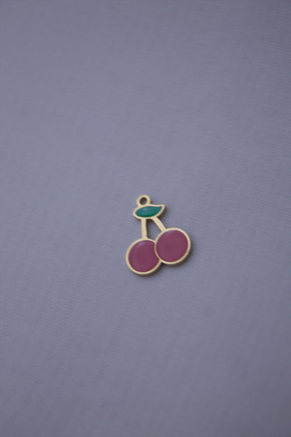 Enamel Pink Cherry Charm