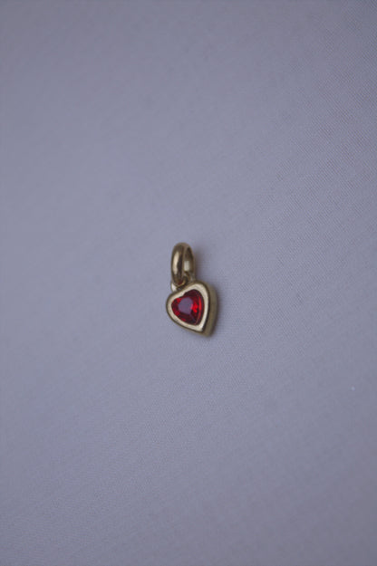 Gold Green Crystal Heart Charm