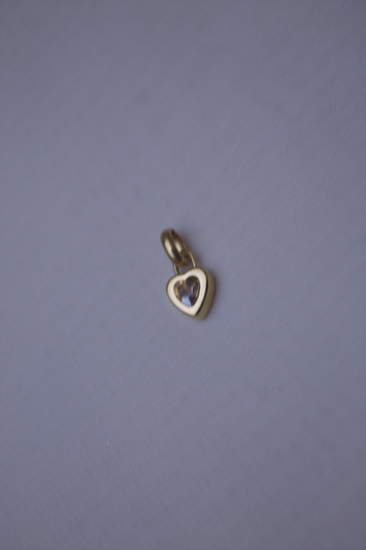 Gold Green Crystal Heart Charm