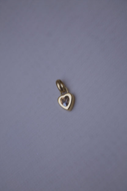 Gold Green Crystal Heart Charm