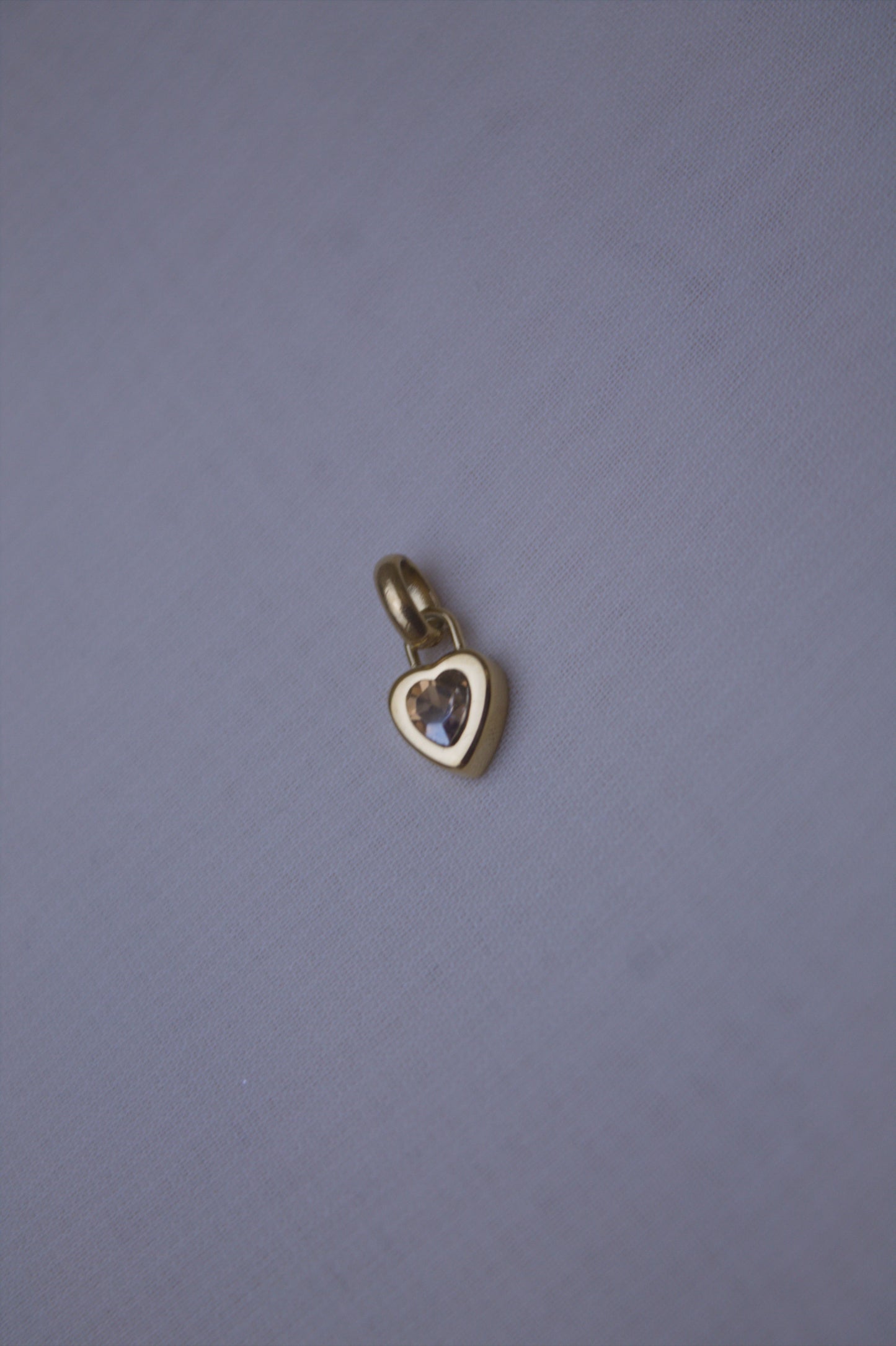 Gold Green Crystal Heart Charm