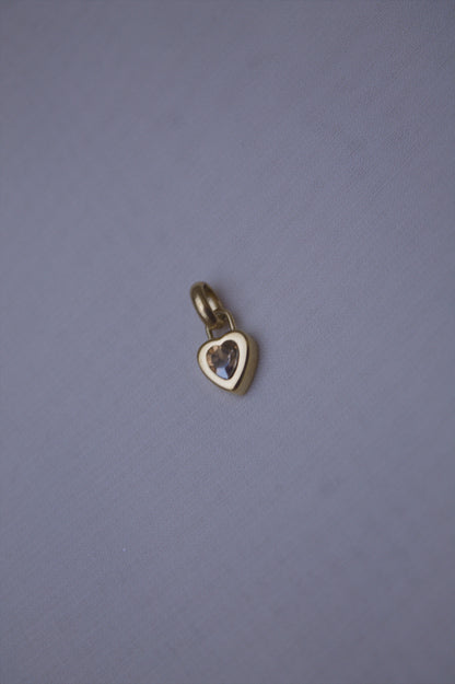 Gold Green Crystal Heart Charm