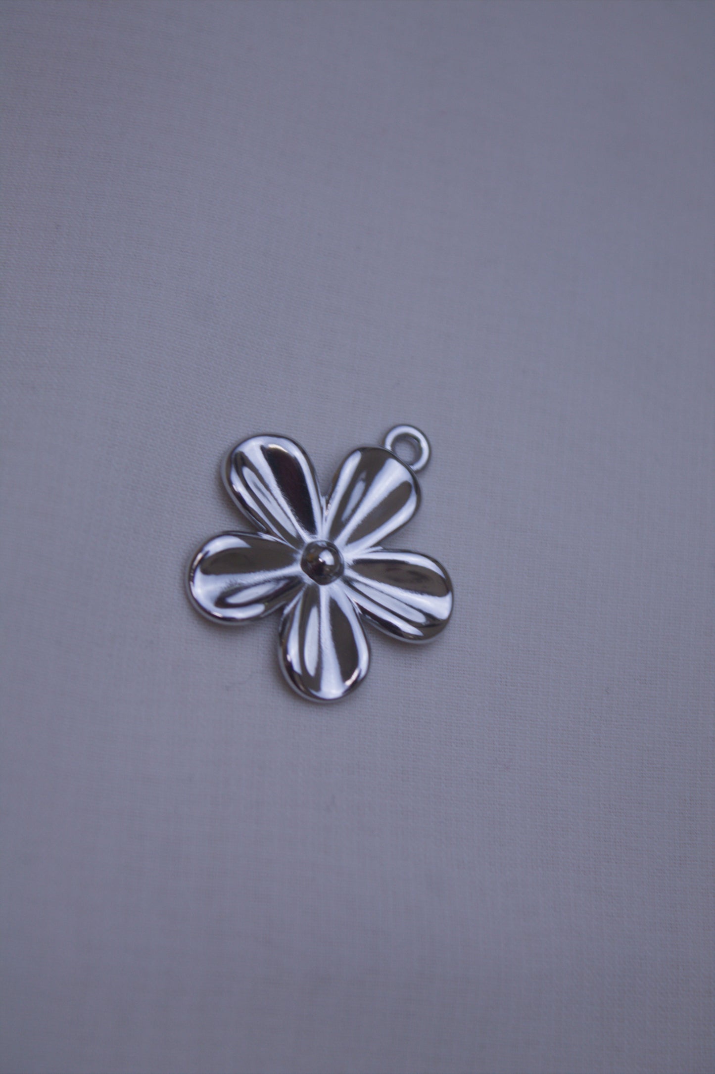 Silver Five Petal Flower Charm