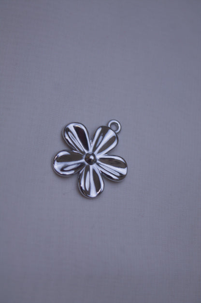 Silver Five Petal Flower Charm