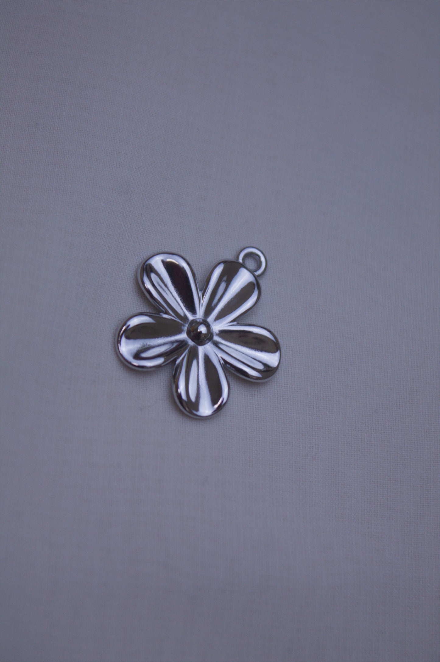 Silver Five Petal Flower Charm