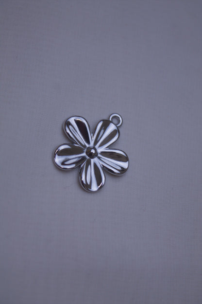 Silver Five Petal Flower Charm