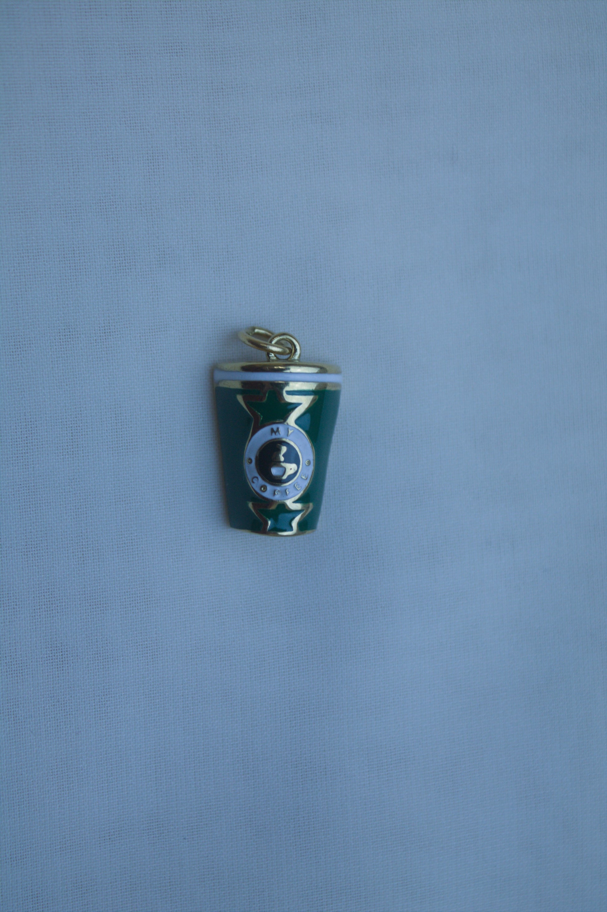 Green Enamel Coffee Cup Charm