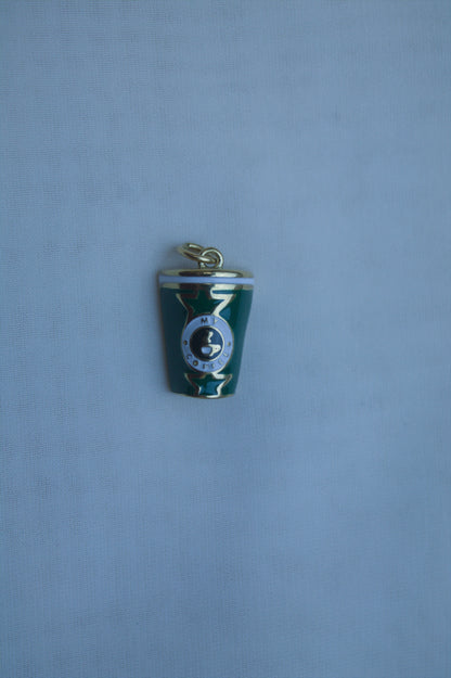 Green Enamel Coffee Cup Charm