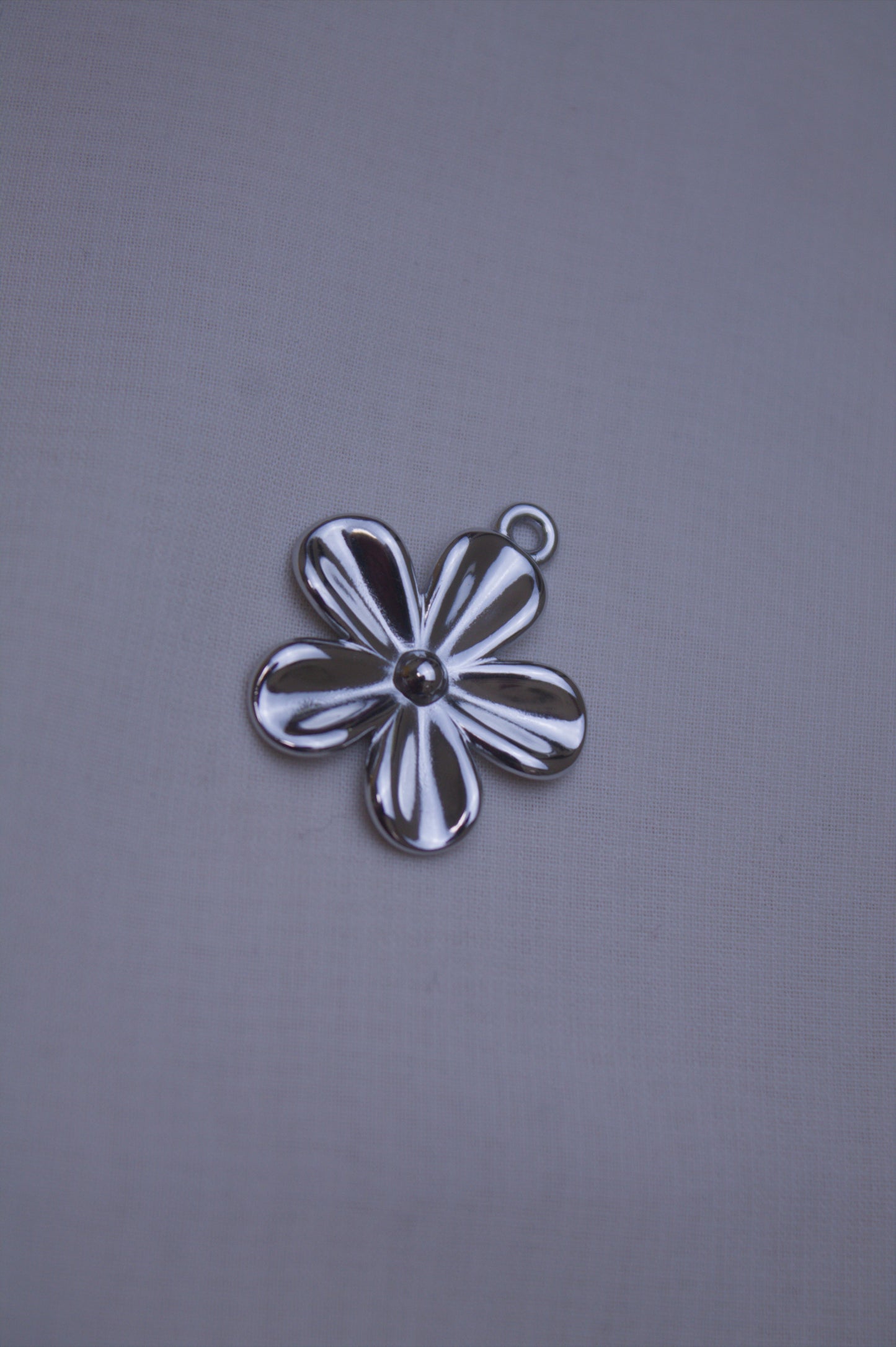 Silver Five Petal Flower Charm