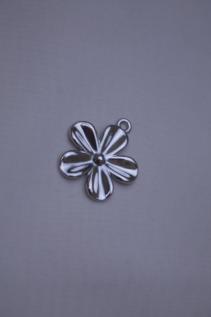 Silver Five Petal Flower Charm