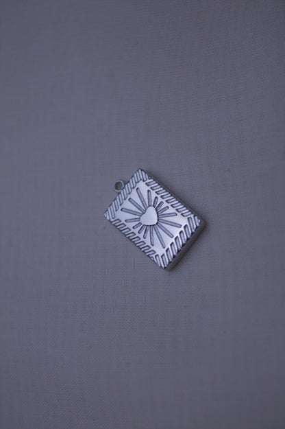 Silver Sunburst Heart Tarot Charm