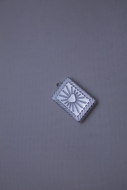 Silver Sunburst Heart Tarot Charm