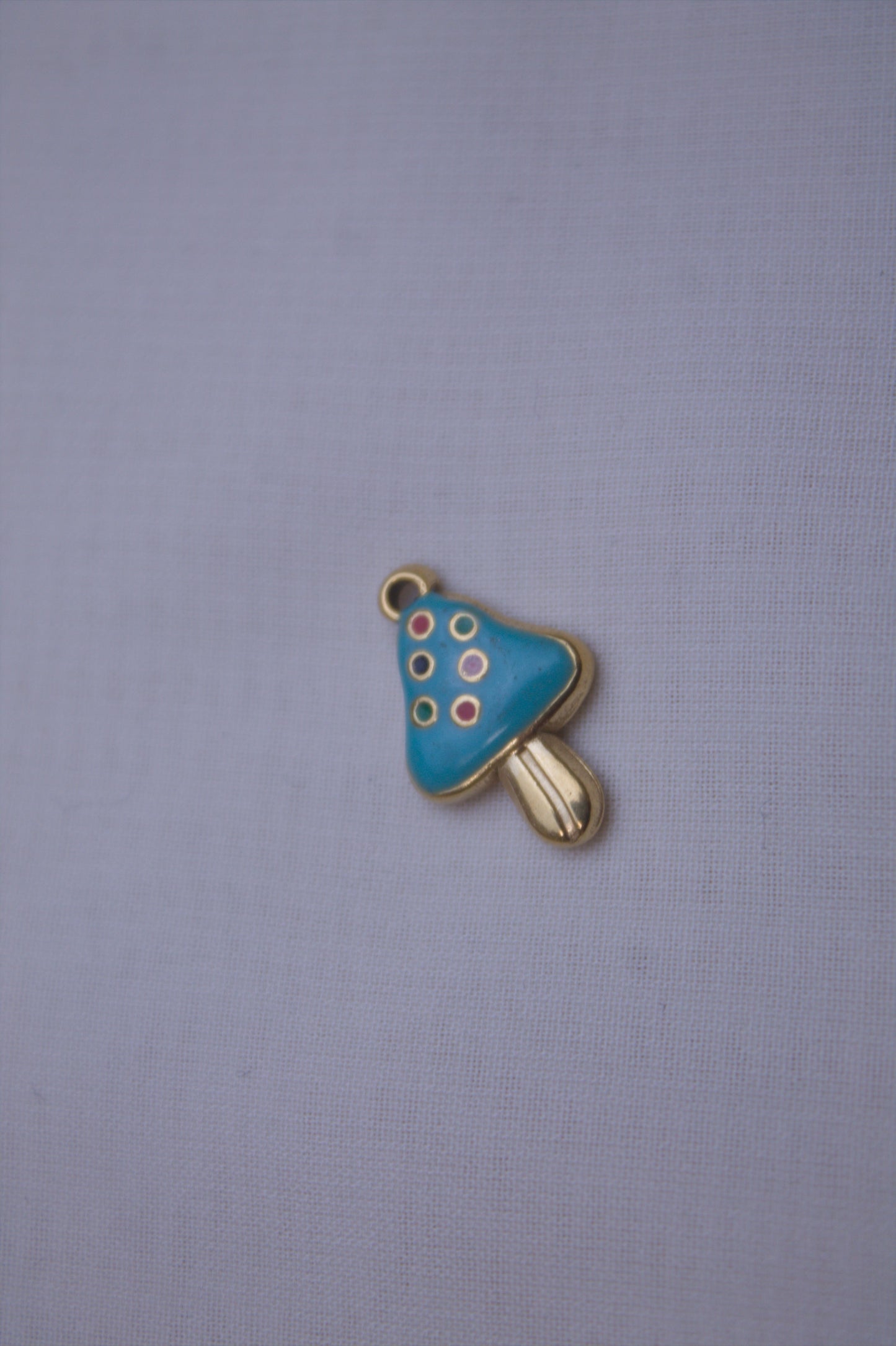 Teal Enamel Mushroom Charm