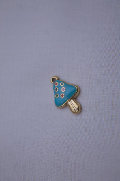 Teal Enamel Mushroom Charm