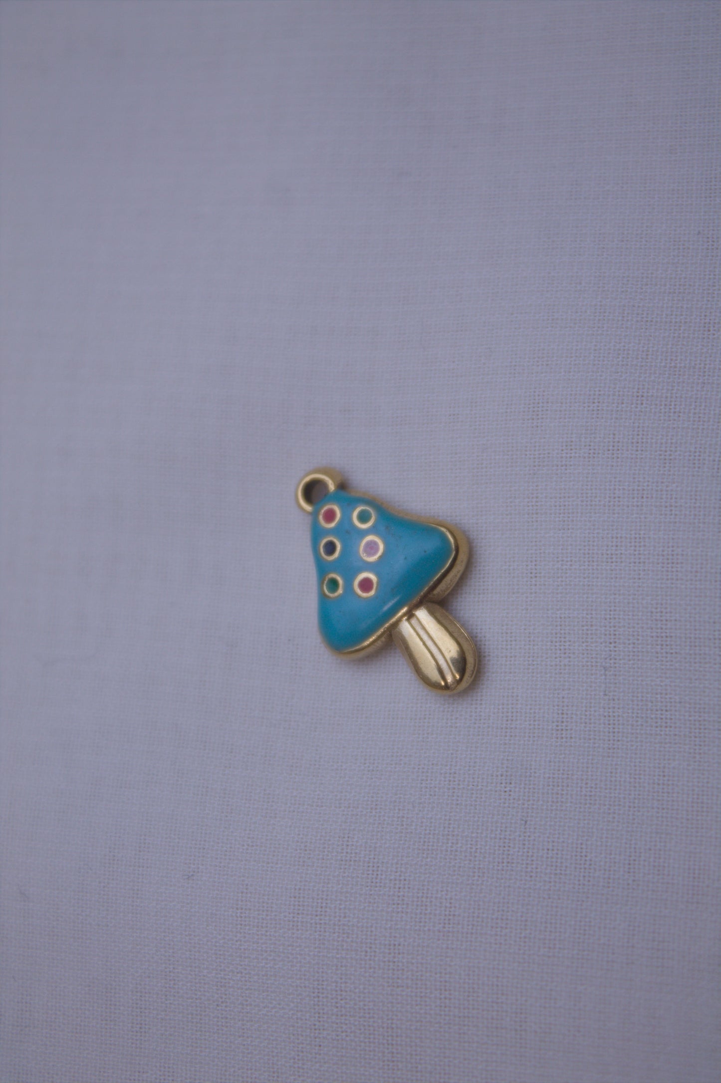 Teal Enamel Mushroom Charm