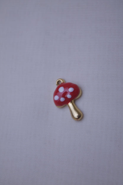 Red Enamel Mushroom Charm