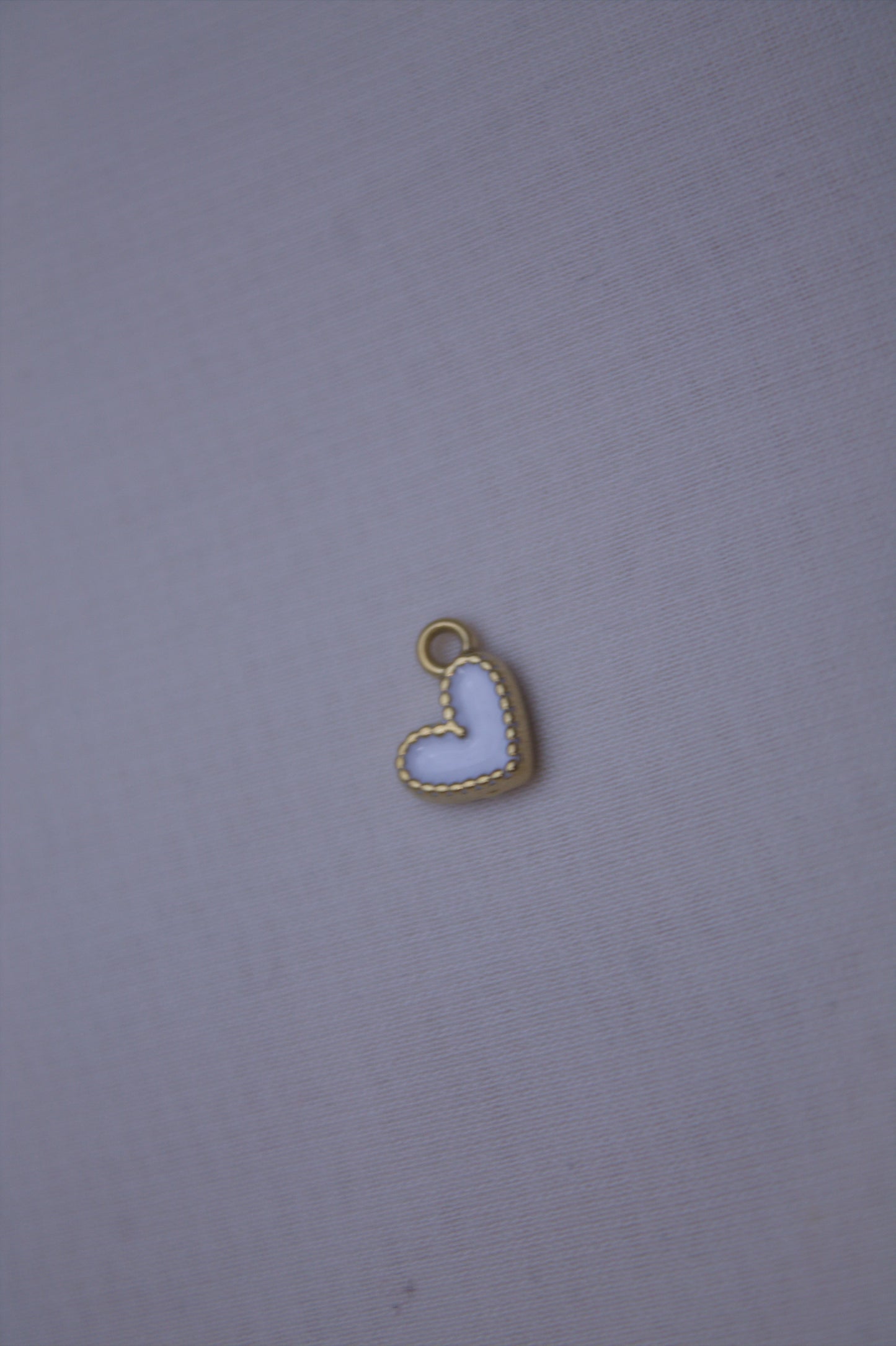 Gold White Enamel Heart Charm