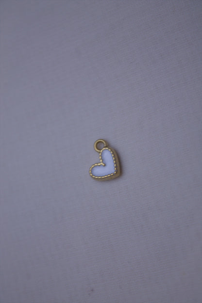 Gold White Enamel Heart Charm