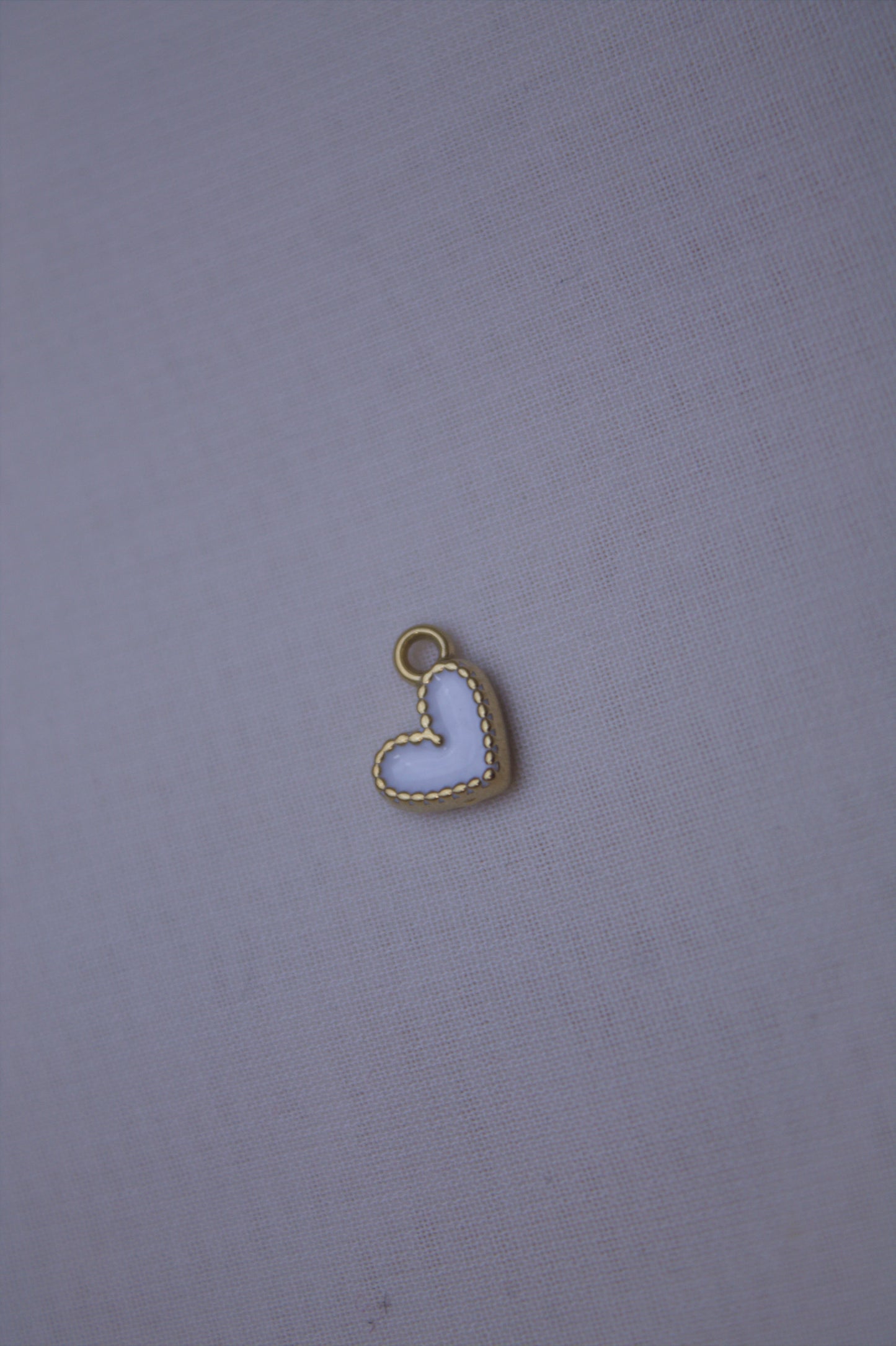 Gold White Enamel Heart Charm