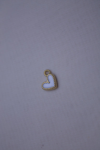 Gold White Enamel Heart Charm