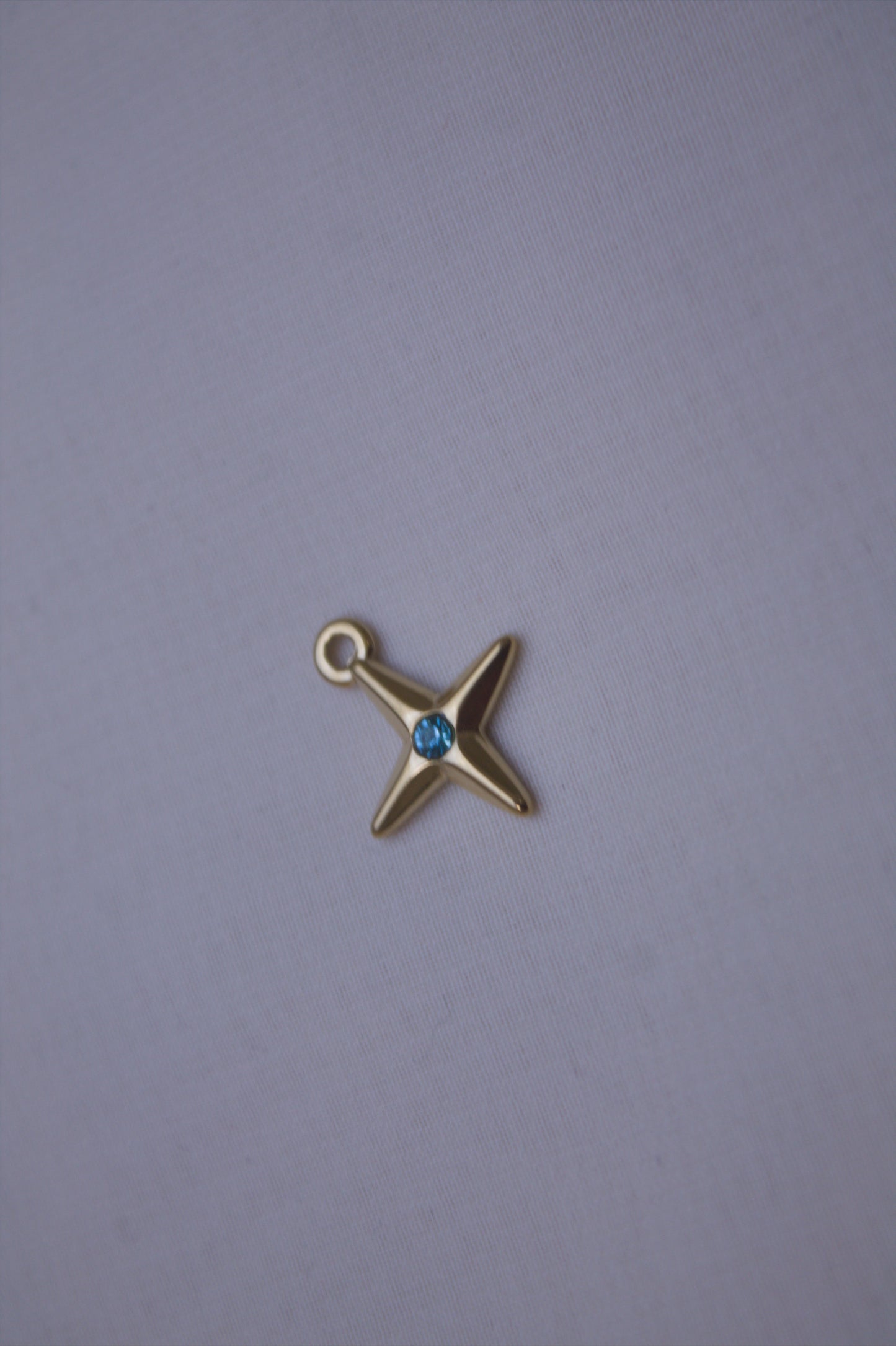 Gold Blue Crystal Cross Star Charm