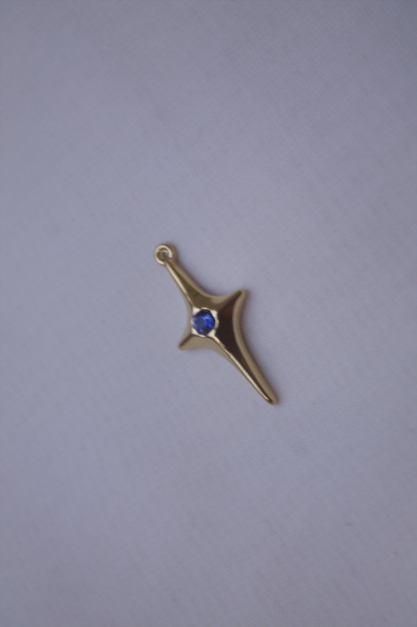 Gold Blue Crystal Cross Star Charm
