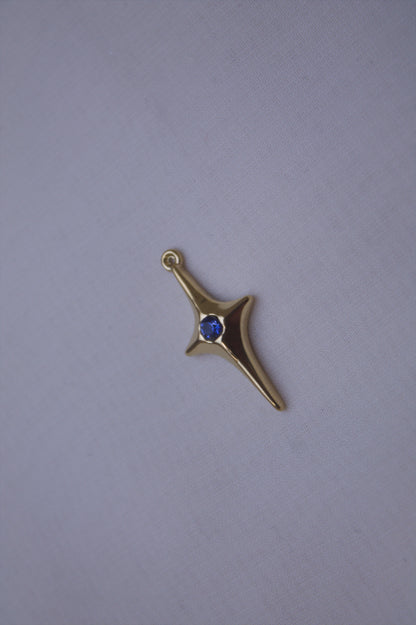 Gold Blue Crystal Cross Star Charm