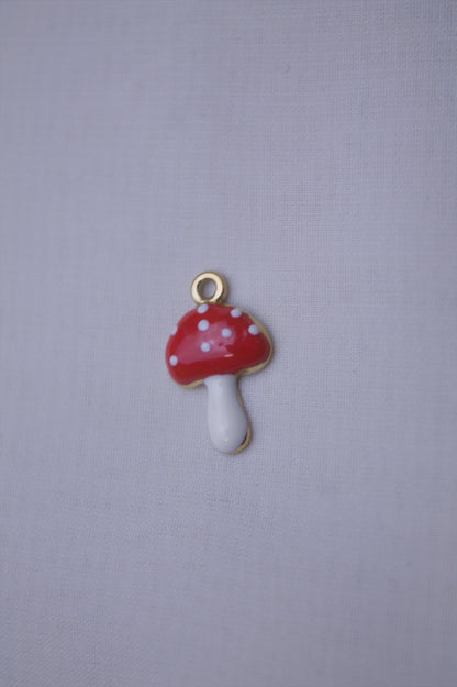 Red Enamel Mushroom Charm