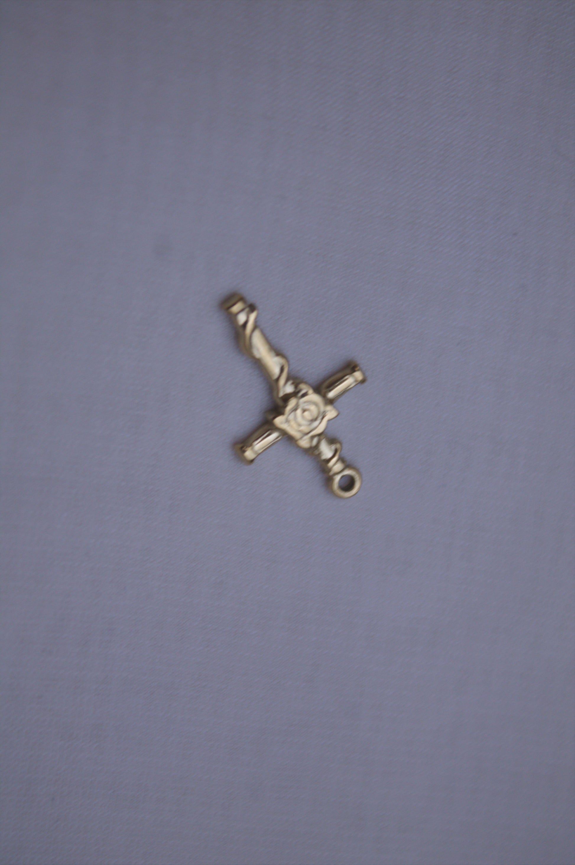 Classic Gold Rose Cross Charm